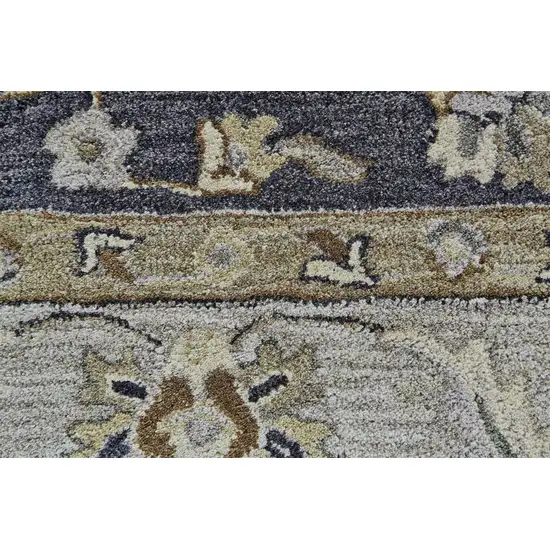 Blue Gray And Taupe Wool Floral Tufted Handmade Stain Resistant Area Rug Photo 7