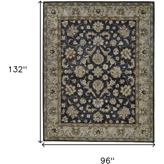 Blue Gray And Taupe Wool Floral Tufted Handmade Stain Resistant Area Rug Photo 10