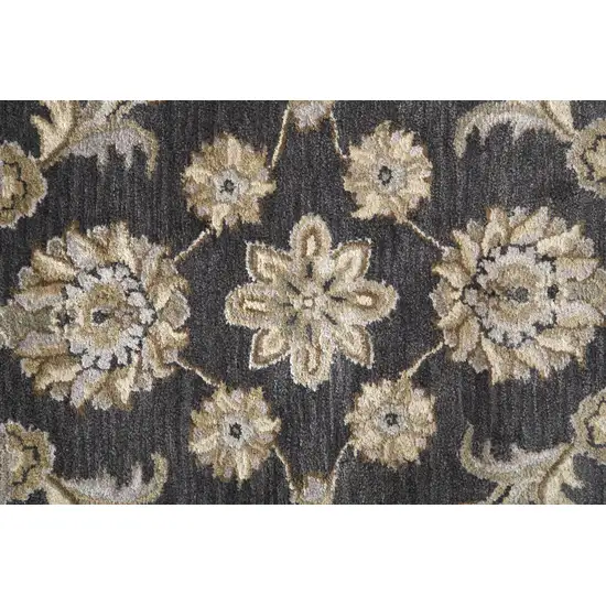 Blue Gray And Taupe Wool Floral Tufted Handmade Stain Resistant Area Rug Photo 8