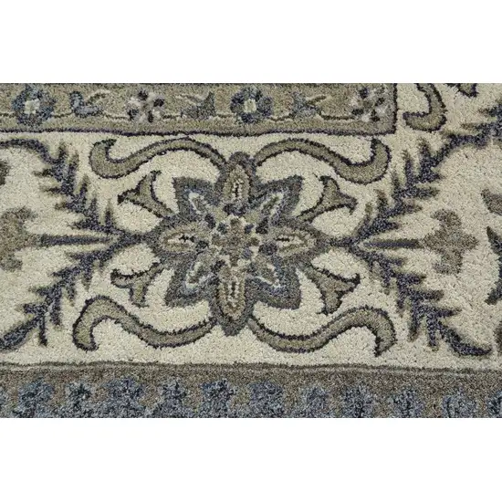 Blue Gray And Taupe Wool Paisley Tufted Handmade Stain Resistant Area Rug Photo 6