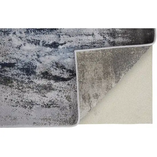 Blue Gray And White Abstract Stain Resistant Area Rug Photo 3