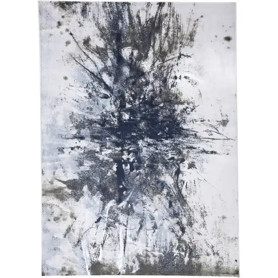 Blue Gray And White Abstract Stain Resistant Area Rug Photo 1