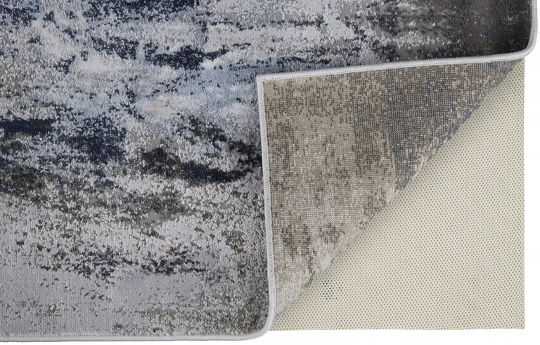 Blue Gray And White Abstract Stain Resistant Area Rug Photo 3