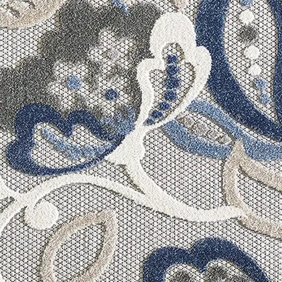 Blue And Gray Floral Stain Resistant Indoor Outdoor Area Rug Photo 6