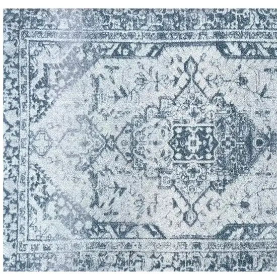 Blue Gray Oriental Distressed Washable Area Rug With UV Protection Photo 4