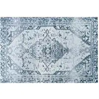 Photo of Blue Gray Oriental Distressed Washable Area Rug With UV Protection