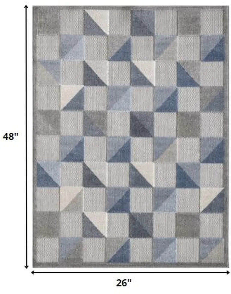 Blue Gray Triangle Indoor Outdoor Area Rug Photo 4