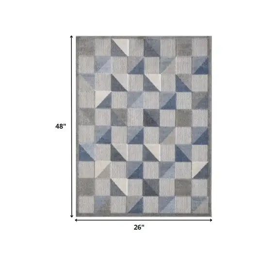 Blue Gray Triangle Indoor Outdoor Area Rug Photo 4