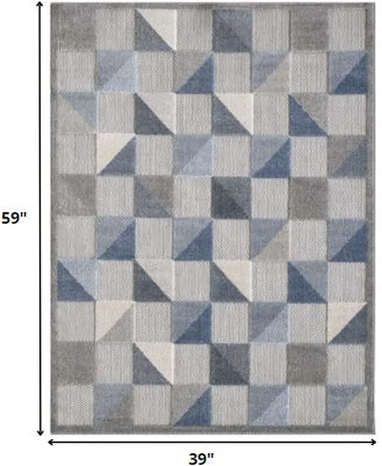 Blue Gray Triangle Indoor Outdoor Area Rug Photo 3