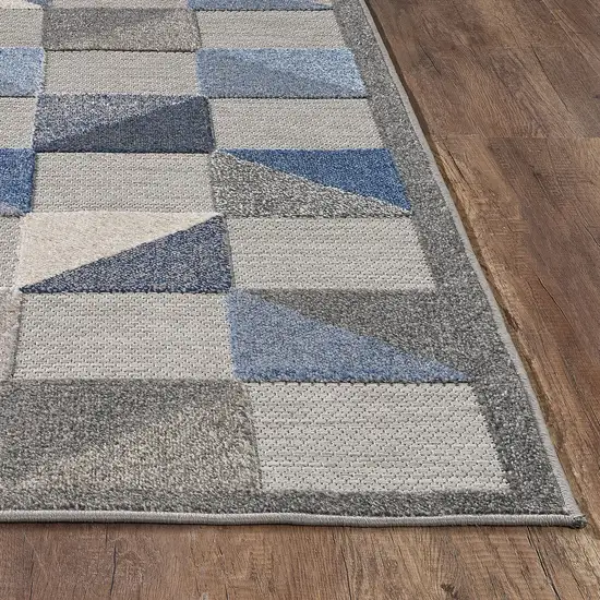 Blue Gray Triangle Indoor Outdoor Area Rug Photo 6