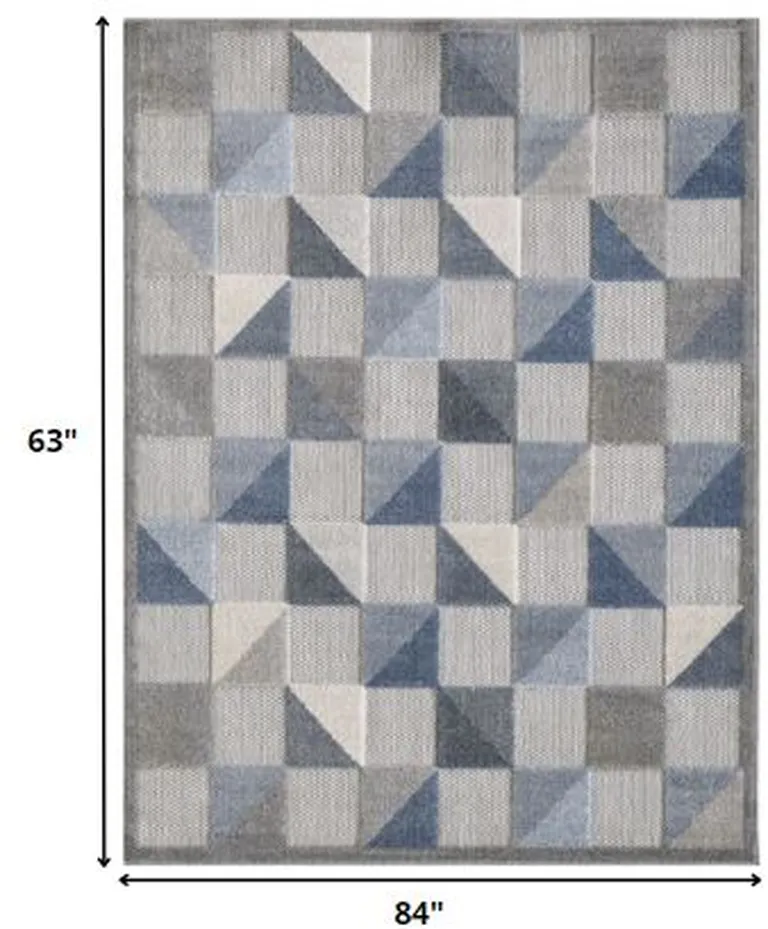 Blue Gray Triangle Indoor Outdoor Area Rug Photo 3