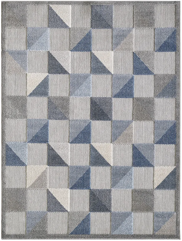 Blue Gray Triangle Indoor Outdoor Area Rug Photo 1