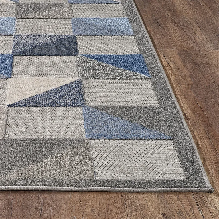 Blue Gray Triangle Indoor Outdoor Area Rug Photo 5