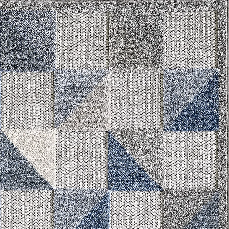 Blue Gray Triangle Indoor Outdoor Area Rug Photo 2