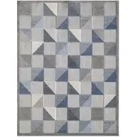 Photo of Blue Gray Triangle Indoor Outdoor Area Rug