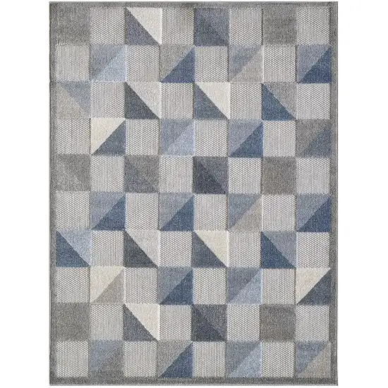 Blue Gray Triangle Indoor Outdoor Area Rug Photo 1