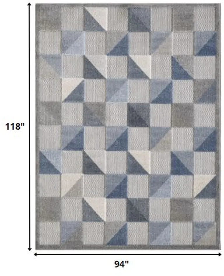 Blue Gray Triangle Indoor Outdoor Area Rug Photo 3