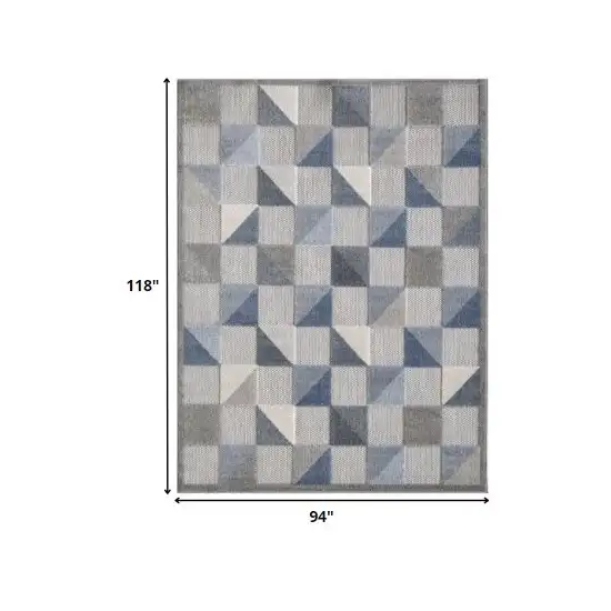 Blue Gray Triangle Indoor Outdoor Area Rug Photo 3