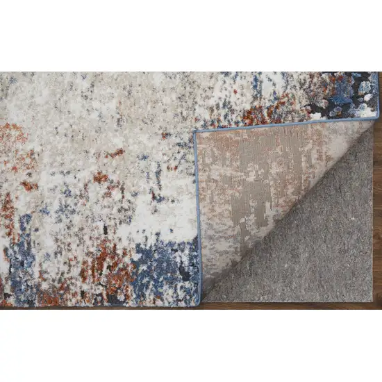 Blue Gray and Brown Abstract Power Loom Worn Faded Area Rug Photo 9