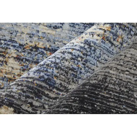 Blue Gray and Tan Abstract Power Loom Area Rug Photo 9