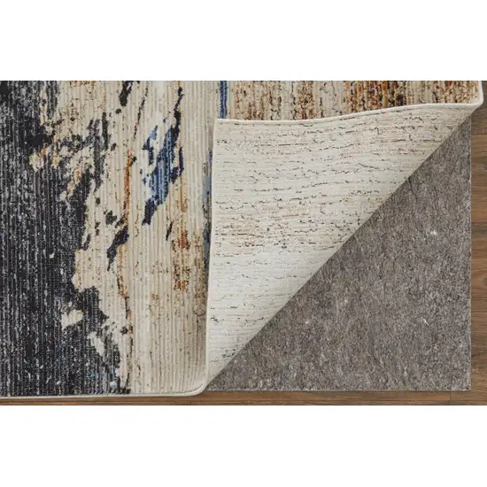 Blue Gray and Tan Abstract Power Loom Area Rug Photo 6