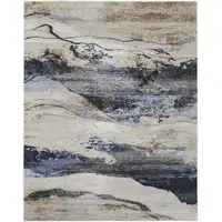 Photo of Blue Gray and Tan Abstract Power Loom Area Rug