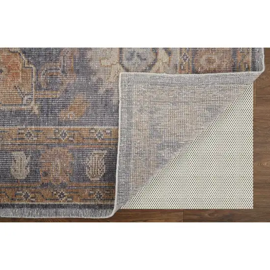 Blue Gray and Tan Oriental Hand Knotted Worn Faded Area Rug Photo 8