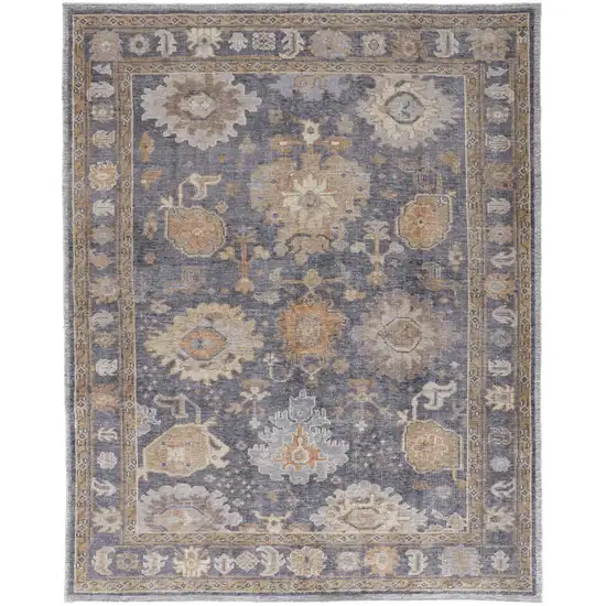 Blue Gray and Tan Oriental Hand Knotted Worn Faded Area Rug Photo 2