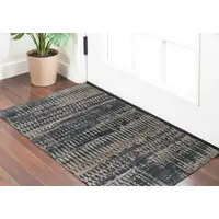 Photo of Blue Gray and Tan Wool Abstract Hand Knotted Area Rug