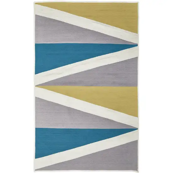 Blue Gray and Yellow Geometric Power Loom Area Rug Photo 2