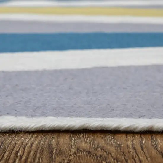 Blue Gray and Yellow Geometric Power Loom Area Rug Photo 9