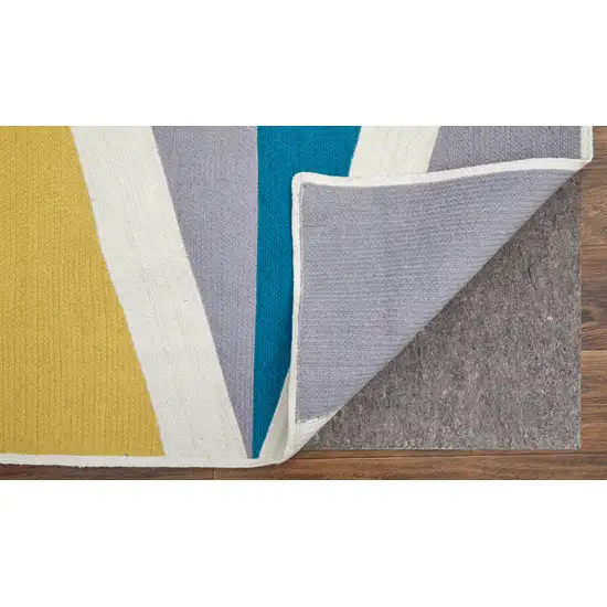 Blue Gray and Yellow Geometric Power Loom Area Rug Photo 4