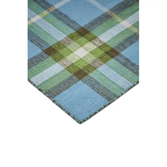 Blue Green And Black Abstract Hand Woven Stain Resistant Area Rug Photo 8