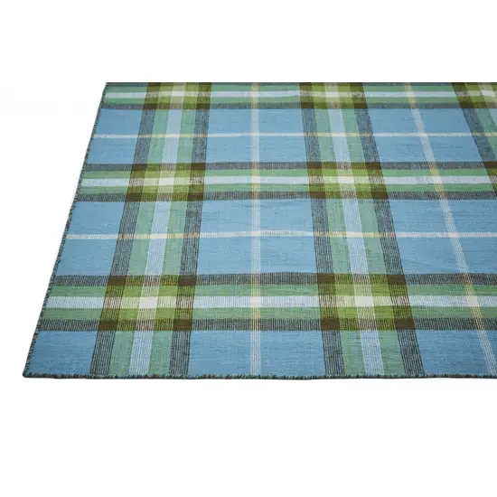 Blue Green And Black Abstract Hand Woven Stain Resistant Area Rug Photo 5