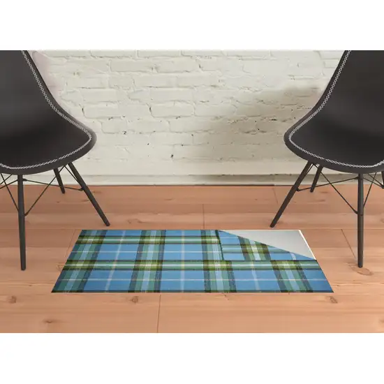 Blue Green And Black Abstract Hand Woven Stain Resistant Area Rug Photo 2