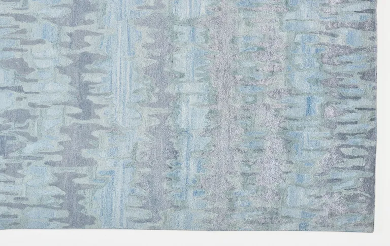 Blue Green And Gray Abstract Tufted Handmade Area Rug Photo 3