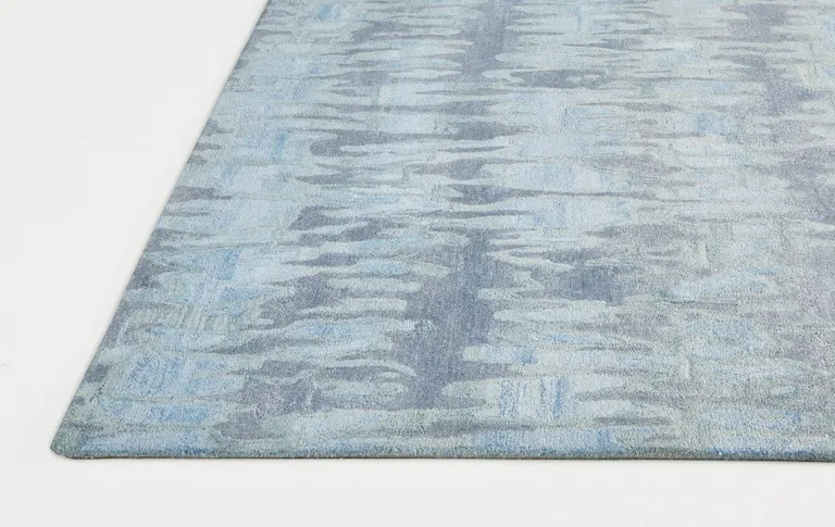 Blue Green And Gray Abstract Tufted Handmade Area Rug Photo 1