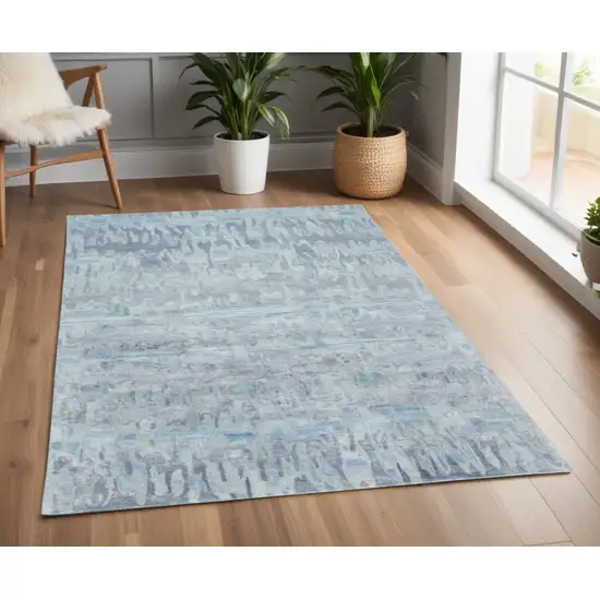 Blue and Green Abstract Hand Tufted Area Rug Photo 1