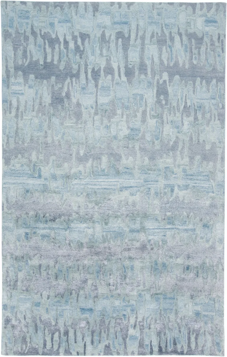 Blue Green And Gray Abstract Tufted Handmade Area Rug Photo 2