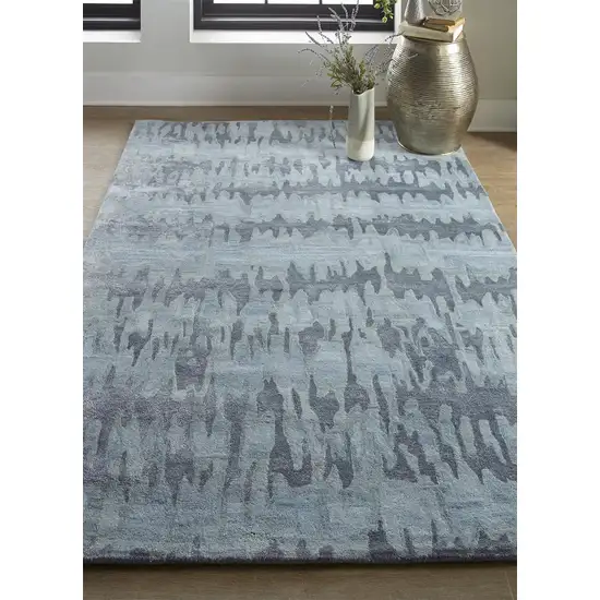 Blue Green And Gray Abstract Tufted Handmade Area Rug Photo 7