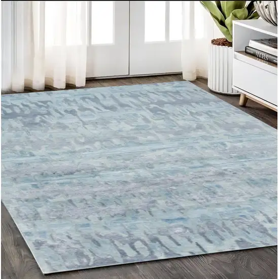 Blue Green And Gray Abstract Tufted Handmade Area Rug Photo 2