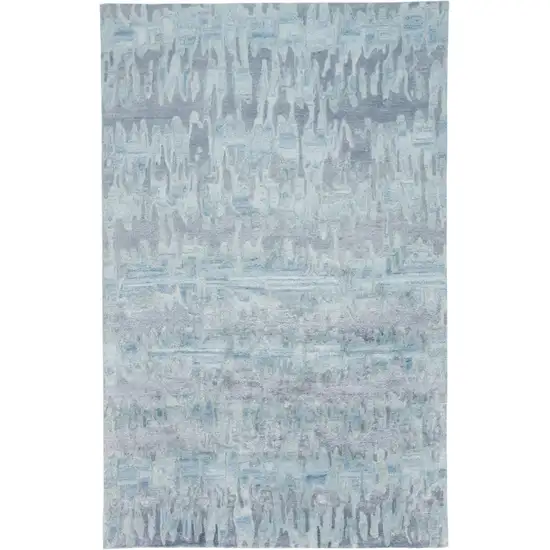 Blue Green And Gray Abstract Tufted Handmade Area Rug Photo 5