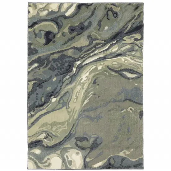 Blue Green And Grey Abstract Power Loom Stain Resistant Area Rug Photo 1