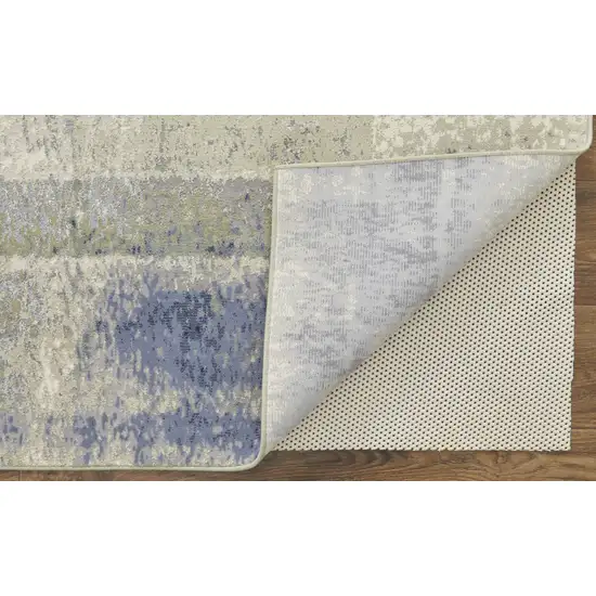 Blue Green And Ivory Abstract Power Loom Distressed Area Rug Photo 3