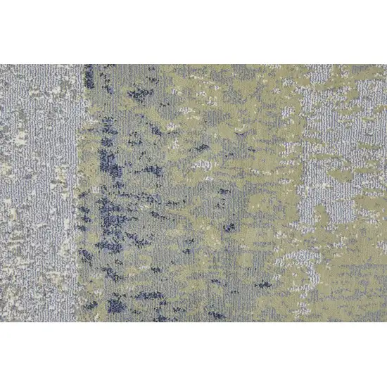 Blue Green And Ivory Abstract Power Loom Distressed Area Rug Photo 9