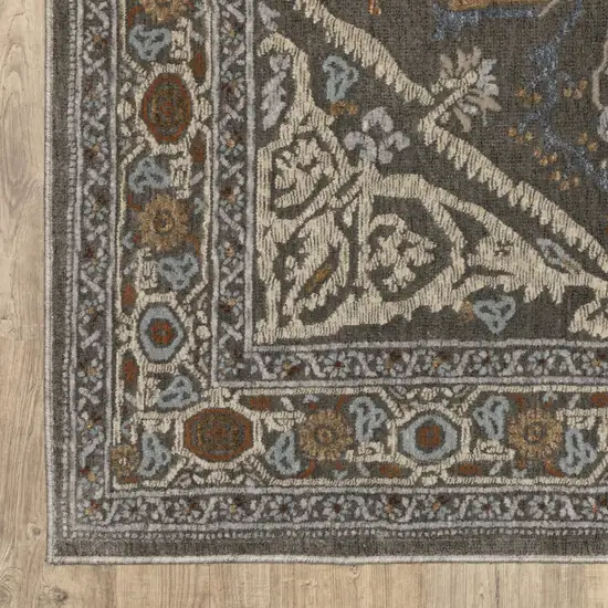 Blue Green And Ivory Medallion Area Rug Photo 6