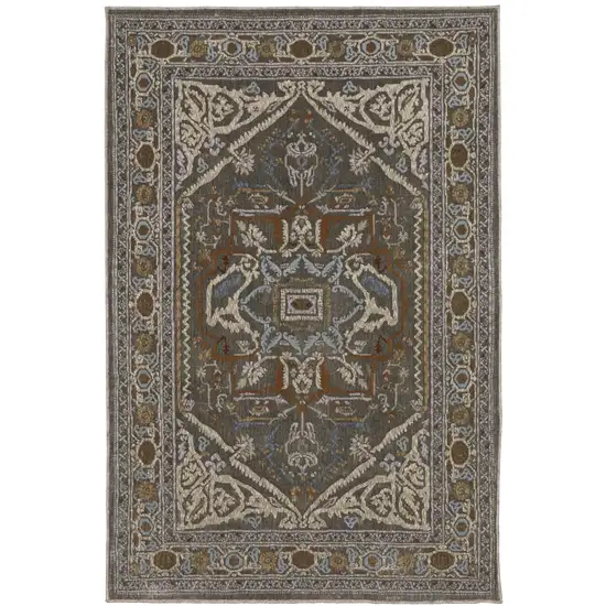 Blue Green And Ivory Medallion Area Rug Photo 7