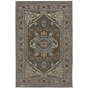 Photo of Blue Green And Ivory Medallion Area Rug