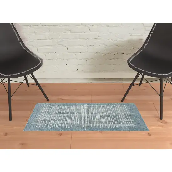 Blue Green And Ivory Wool Plaid Tufted Handmade Stain Resistant Area Rug Photo 2