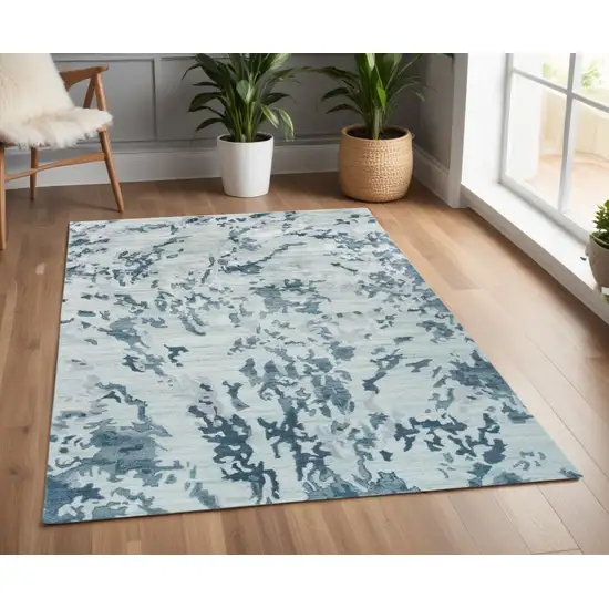 Blue and Green Abstract Hand Tufted Area Rug Photo 1